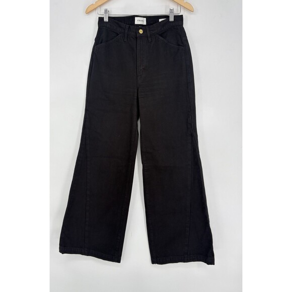 Frame Denim Le Baggy Palazzo Wide Leg Flare Black Jeans Size 26 - Picture 2 of 10